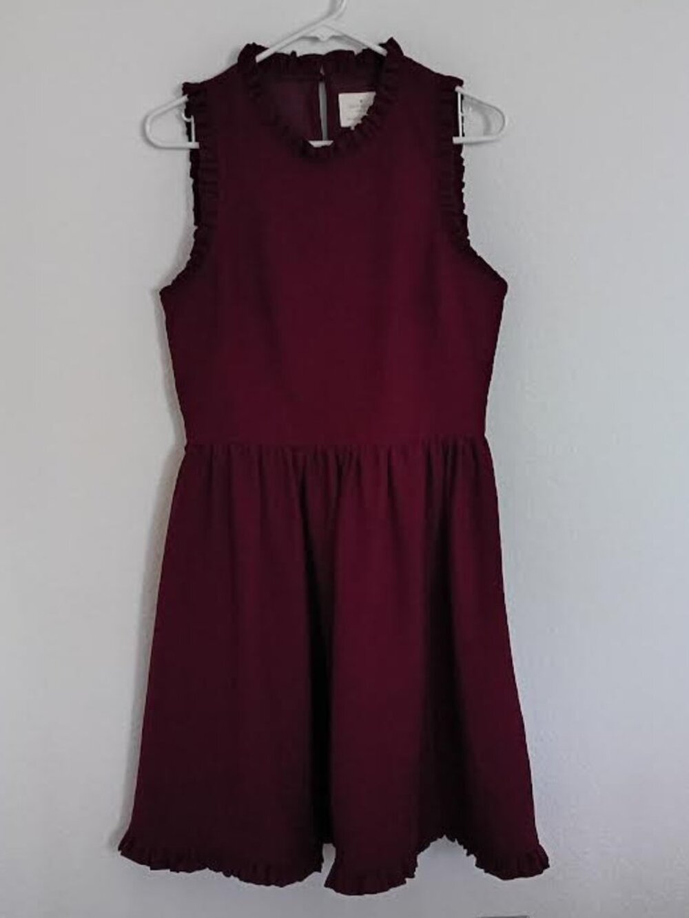 KATE SPADE WOMEN'S MA CHERIE RUFFLE FIT FLARE DRESS CHERRY RED SLEEVELESS SIZE 8